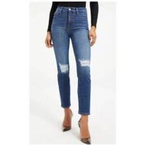 Good American High Rise Indigo Blue Ankle Distressed Jeans Classic 30